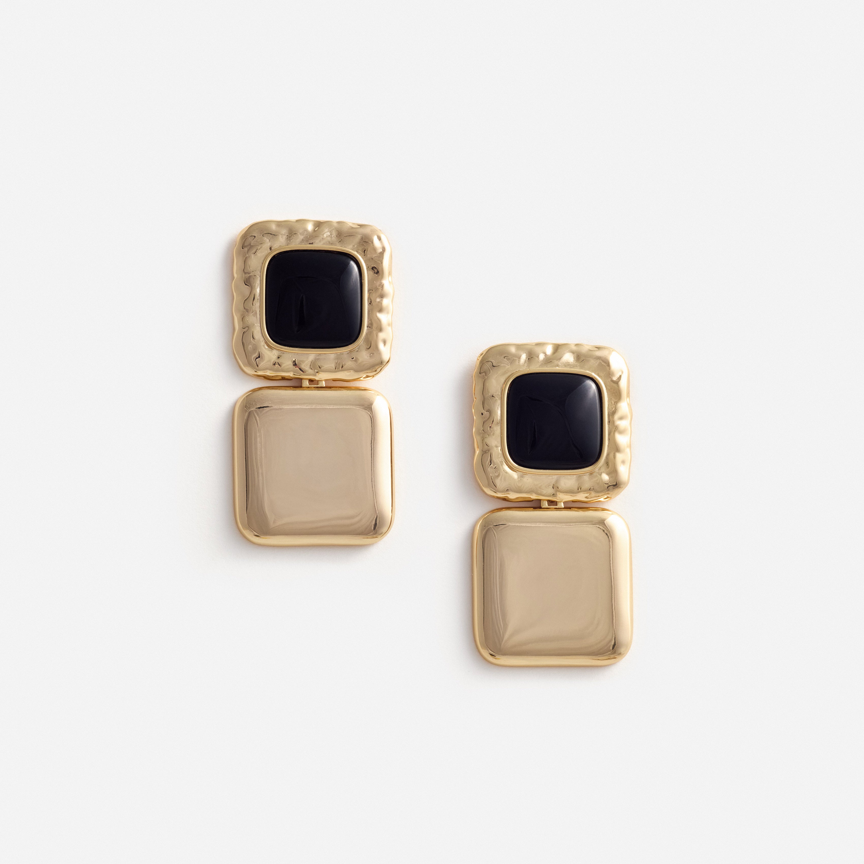 Mottled Gold Black Tiered Earrings