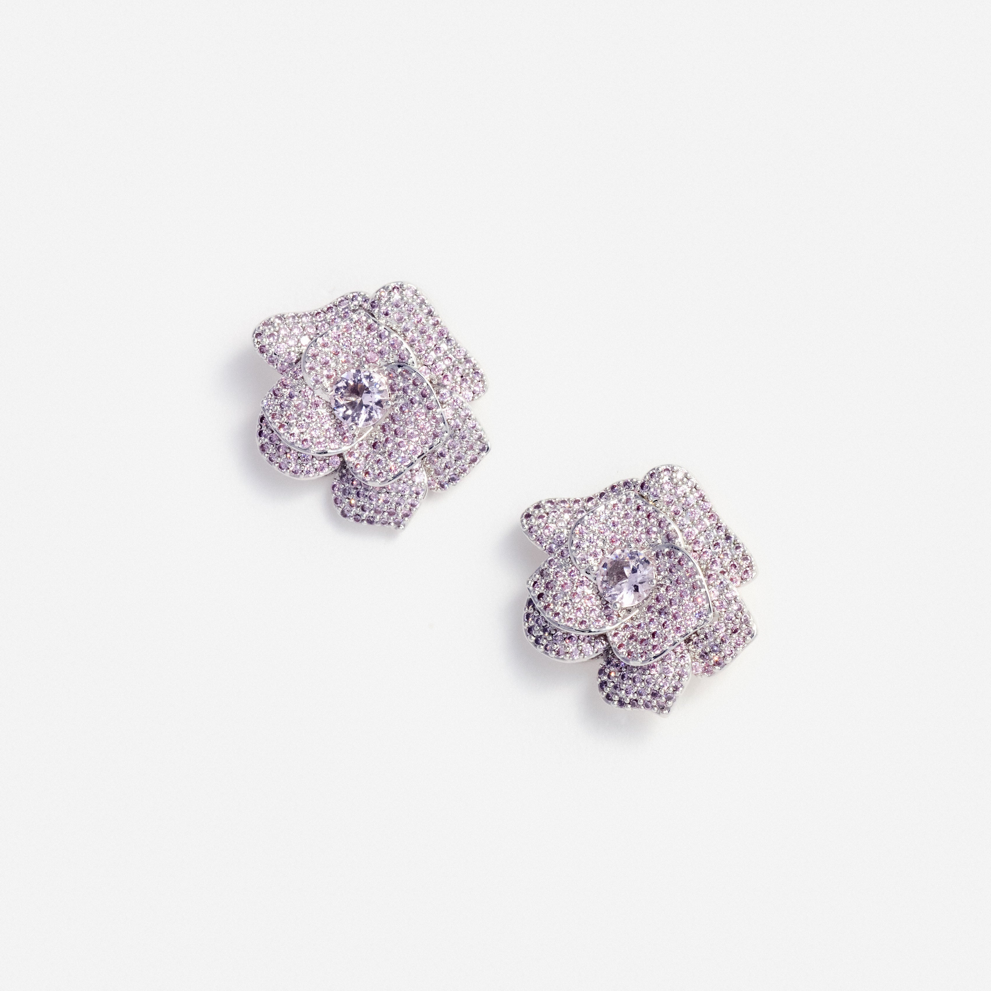 Pink Crystal Flower Earrings