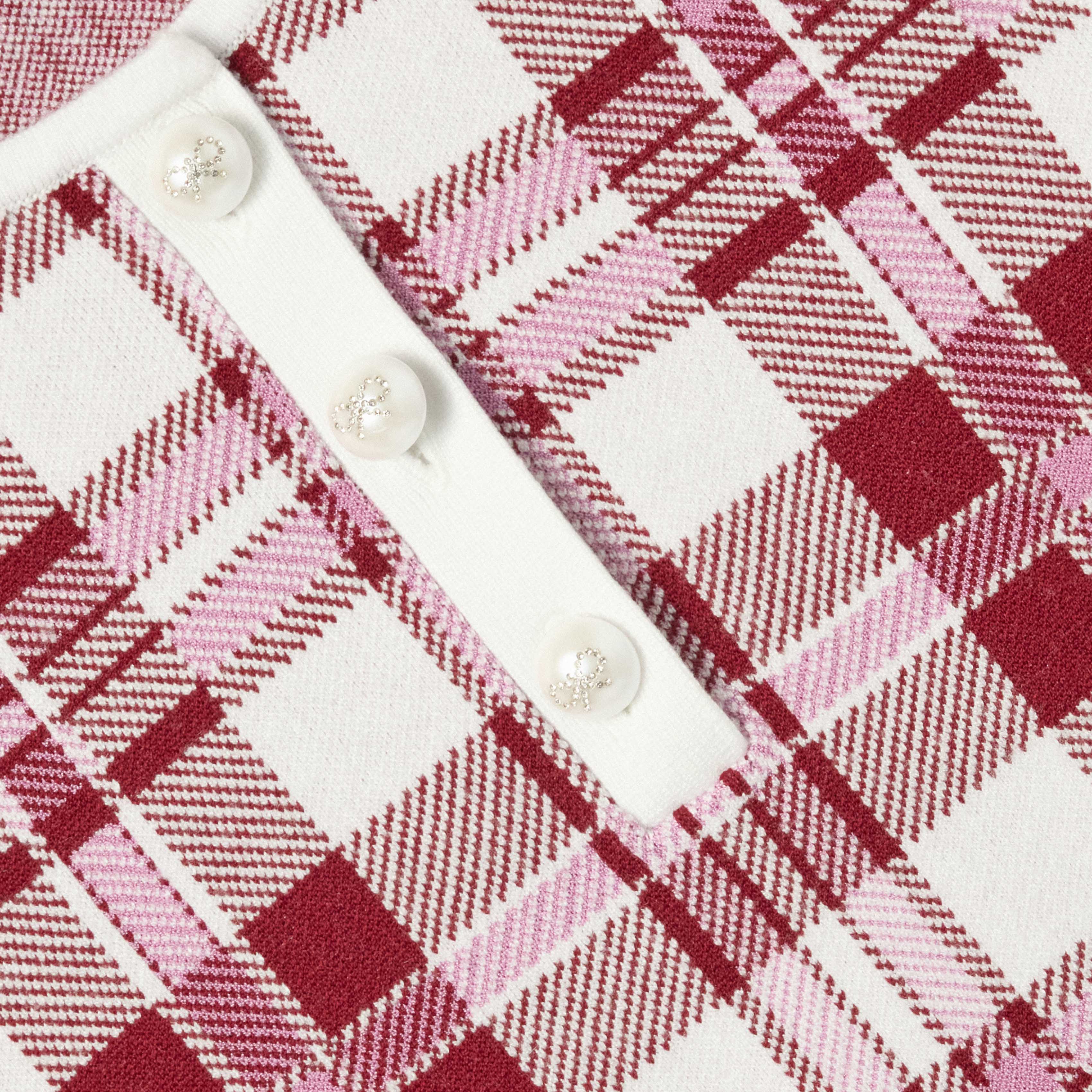 Burgundy Check Knit Dress