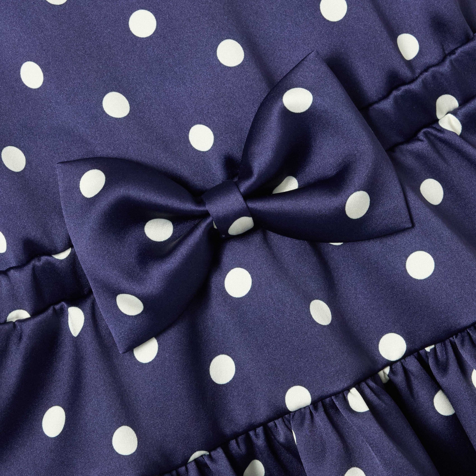 Navy Taffeta Polka Dot Dress