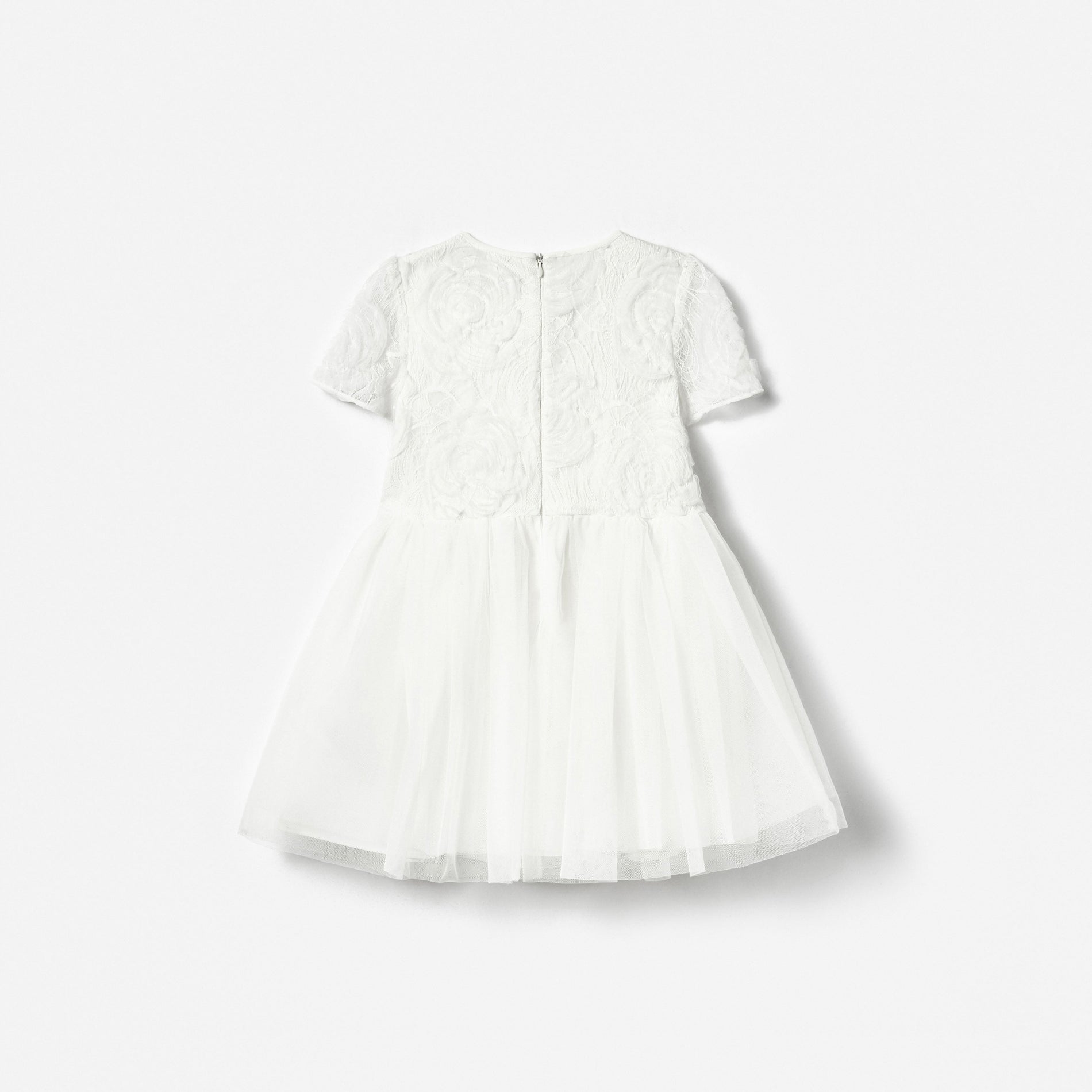 White Lace Bow Detail Dress