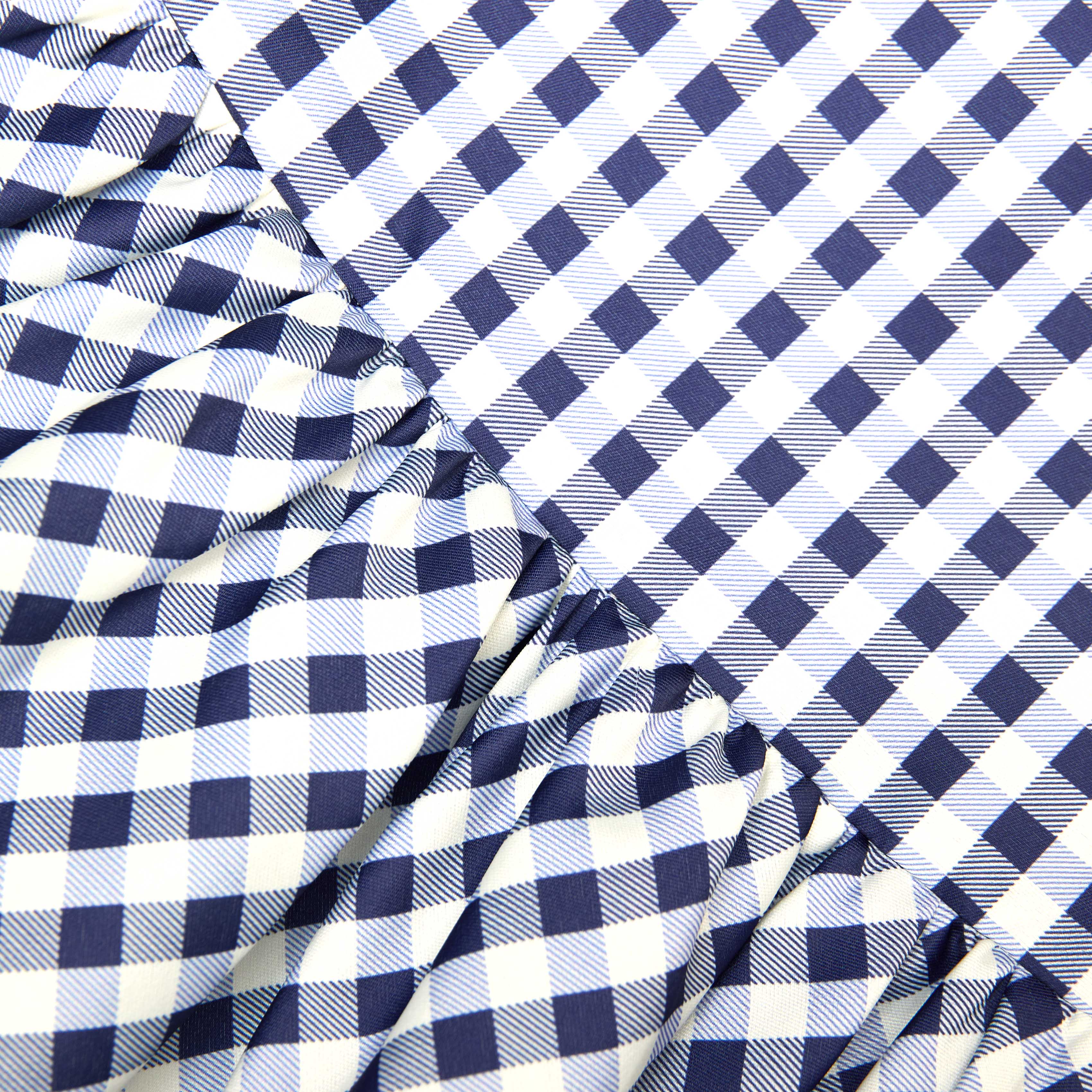 Navy Gingham Taffeta Dress