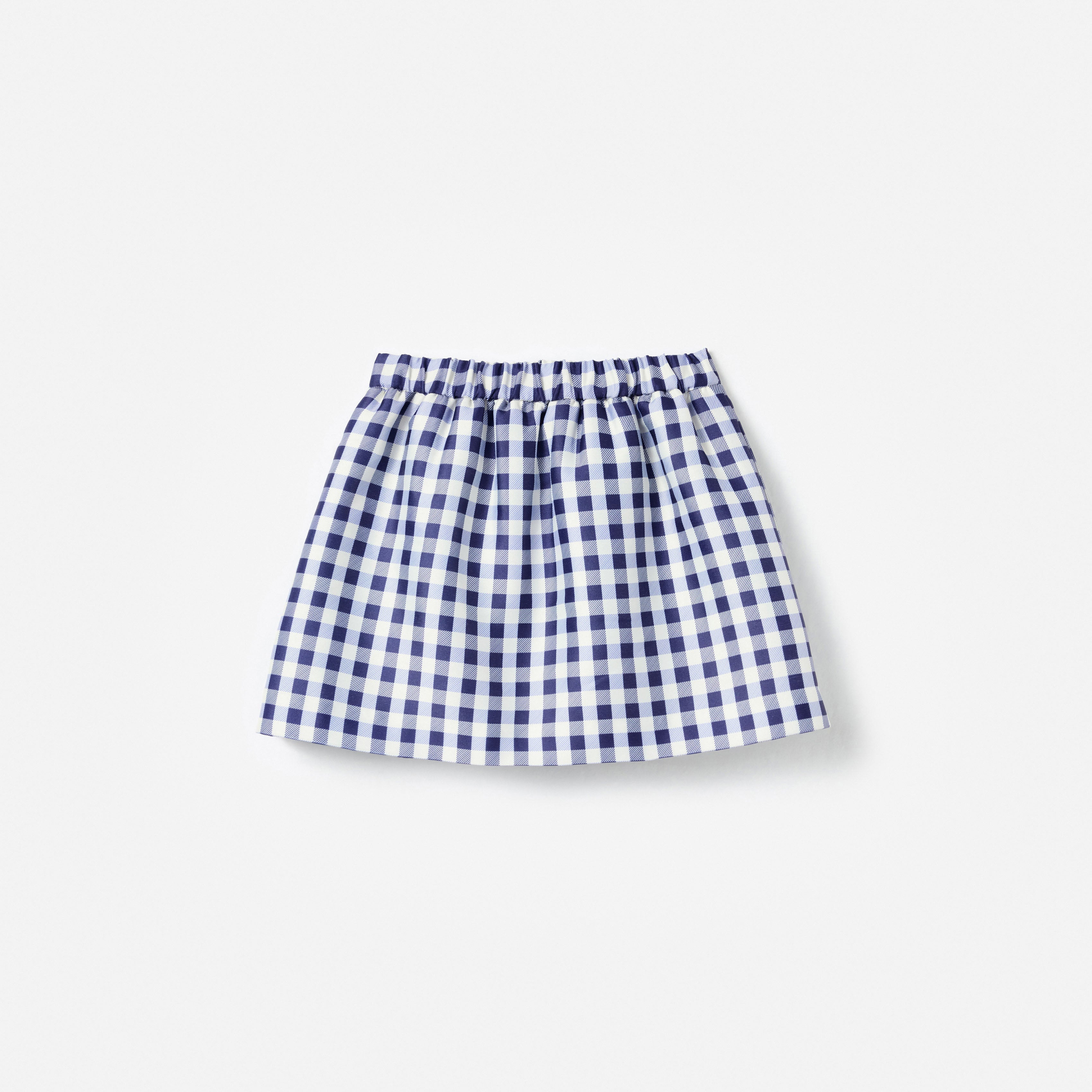 Navy Gingham Taffeta Skirt
