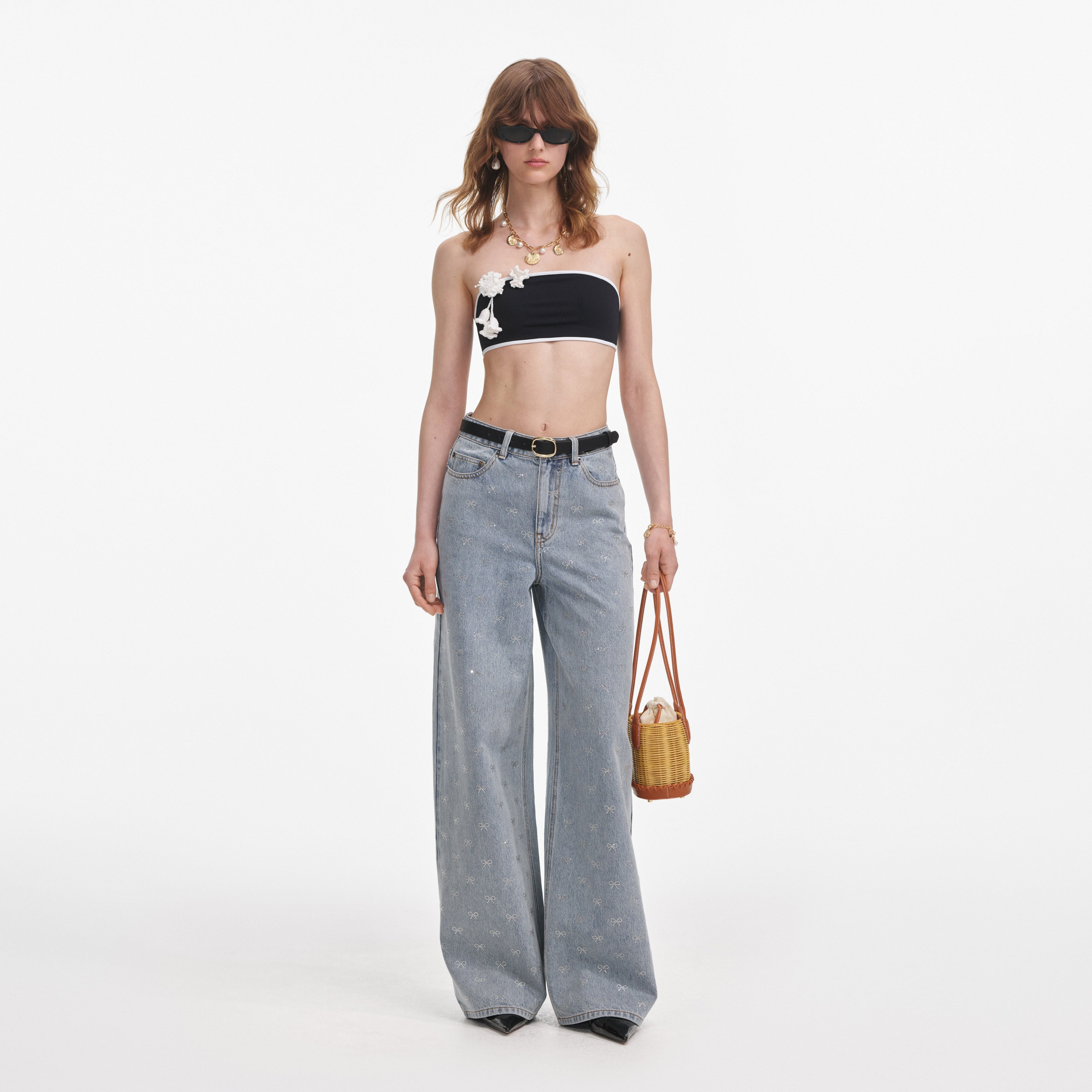 Light Blue Diamante Bow Jeans