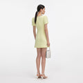 Yellow Crepe Crystal Trim Mini Dress