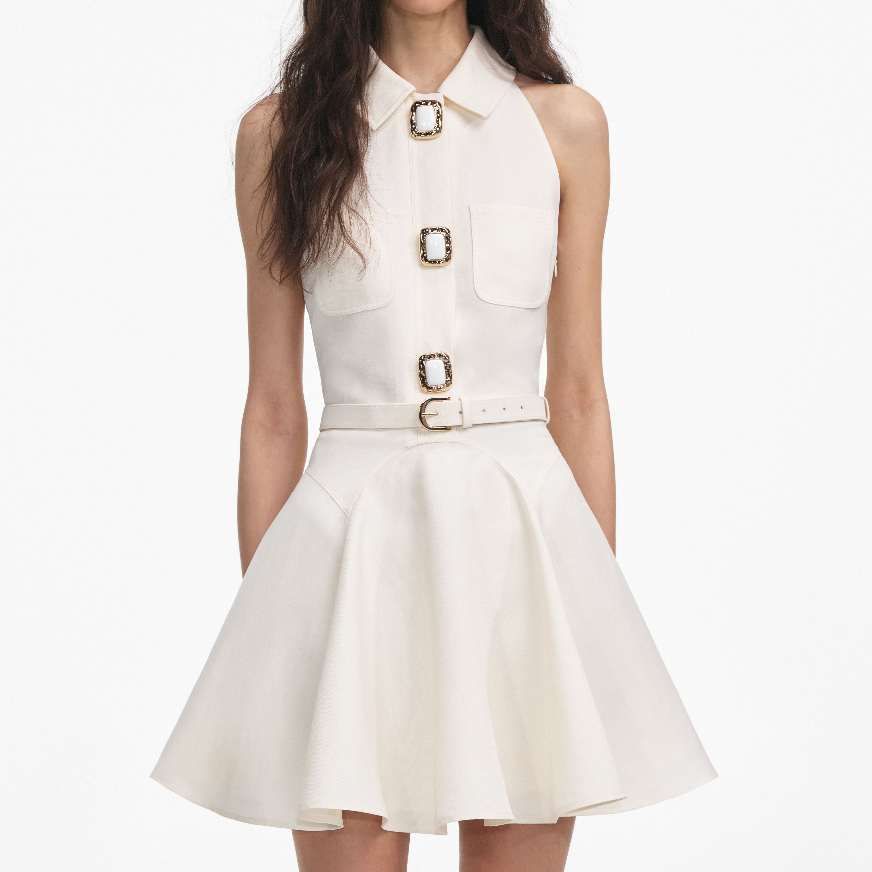 Cream Linen Mini Dress