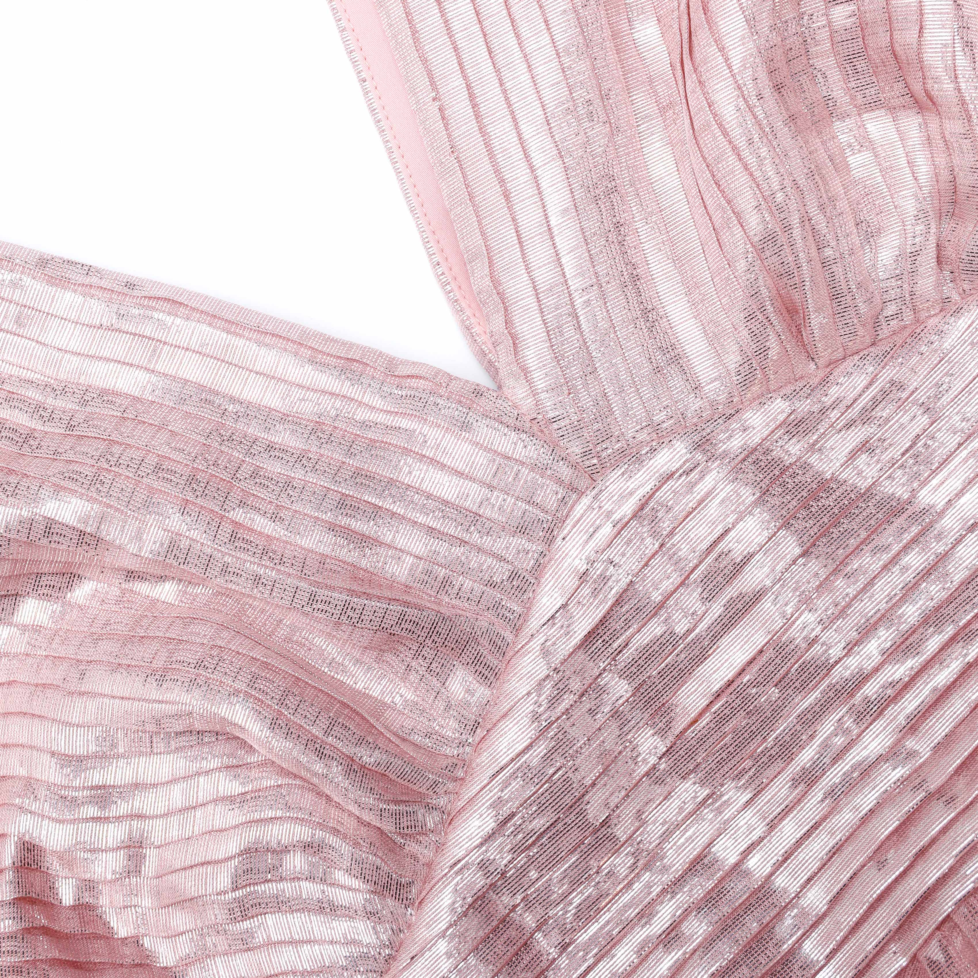 Pink Metallic Tiered Maxi Dress