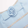 Blue Crepe Crystal Trim Maxi Dress