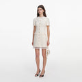 Cream Boucle Lace Trim Tailored Mini Dress