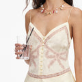 Yellow Satin Lace Mini Dress