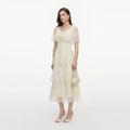 Yellow Chiffon Tiered Midi Dress