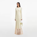 Yellow Viscose Lace Maxi Dress