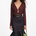 Brown Viscose Knit Bodysuit