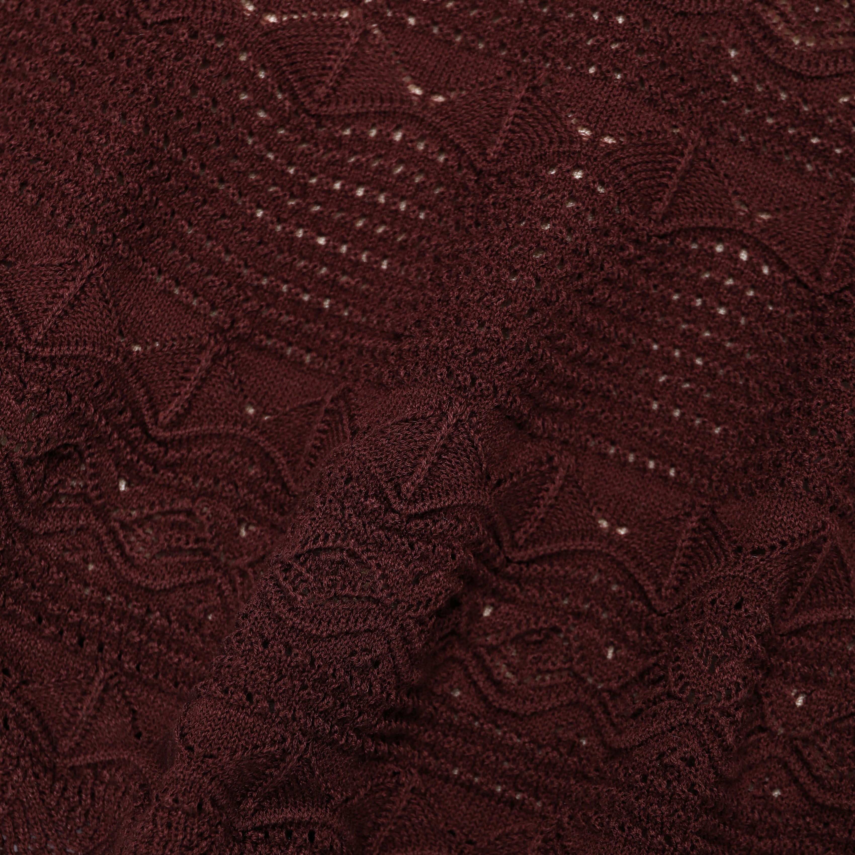 Brown Pointelle Knit Mini Skirt