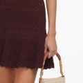 Brown Pointelle Knit Mini Skirt