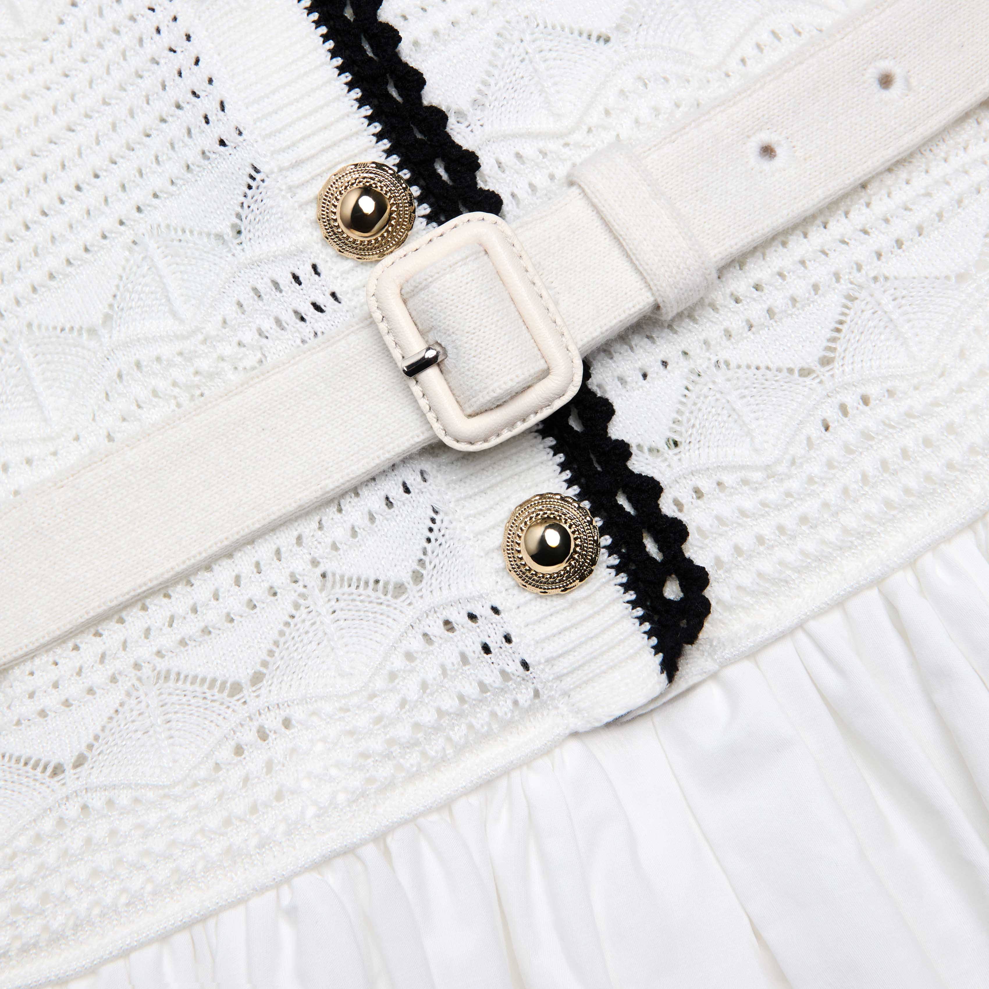 White Knit Linen Midi Dress