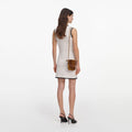 White Pointelle Knit Mini Dress
