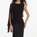 Black Viscose Knit One Shoulder Maxi Dress