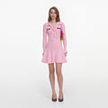 Pink Viscose Knit Tie Mini Dress