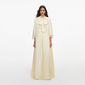 Yellow Tie Neck Cape Maxi Dress