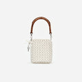 Cream Crystal Chain Mini Tote Bag