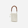 Cream Crystal Chain Mini Tote Bag