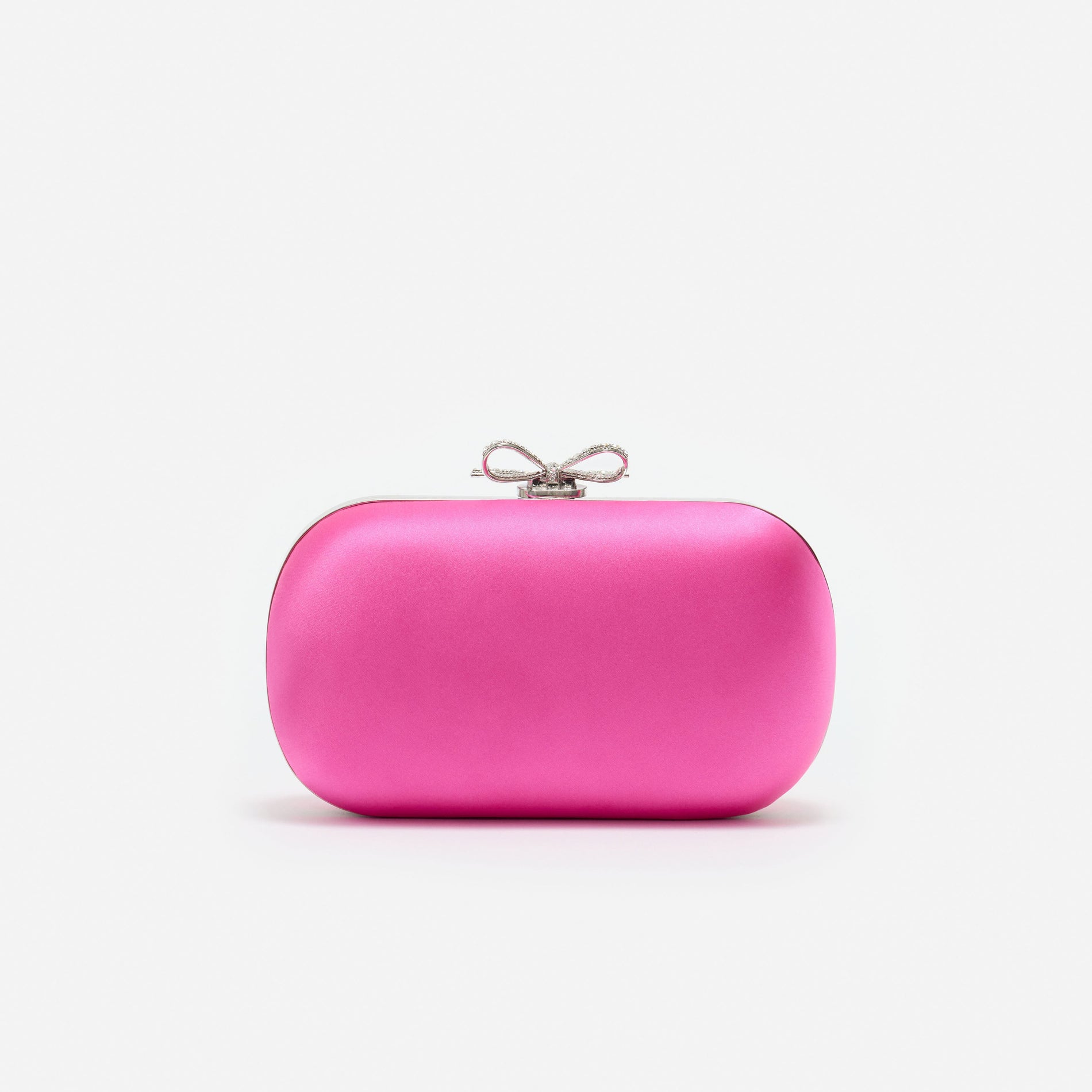 Bright Pink Satin Clutch Bag