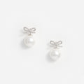 Crystal Bow Pearl Back Earrings