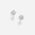Mini Crystal Flower Pearl Earrings