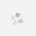 Mini Crystal Flower Pearl Earrings