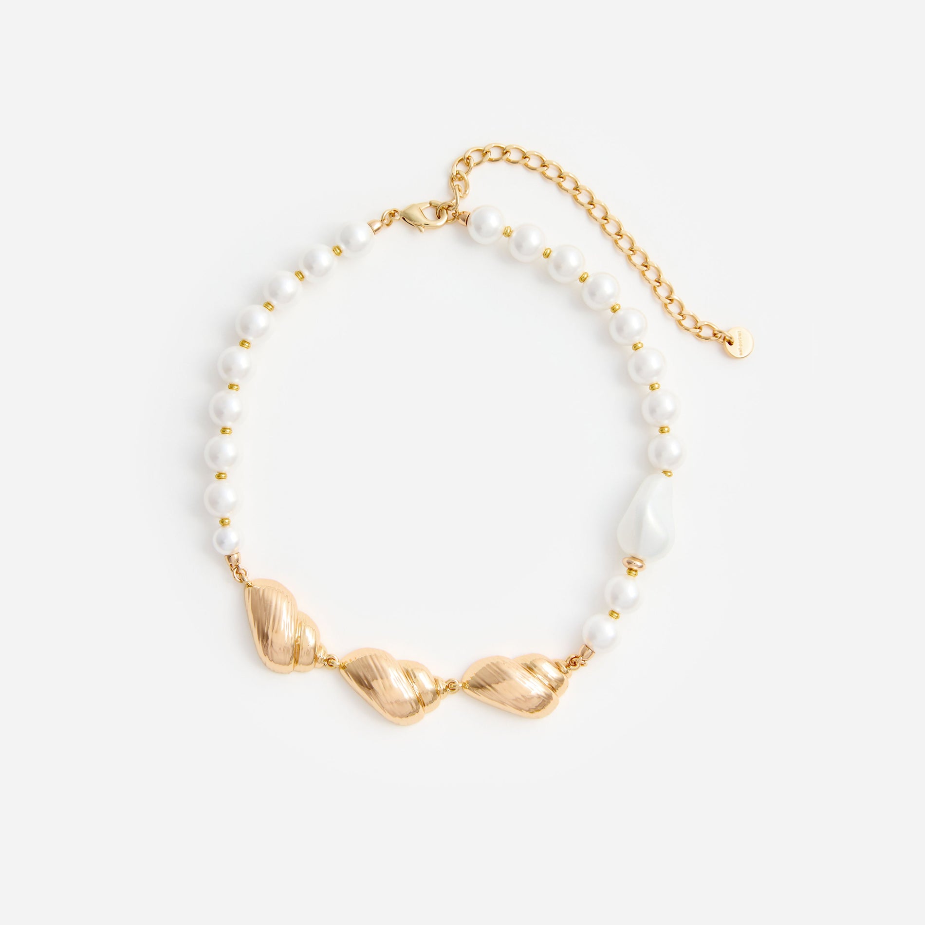 Gold Shell And Pearl Necklace