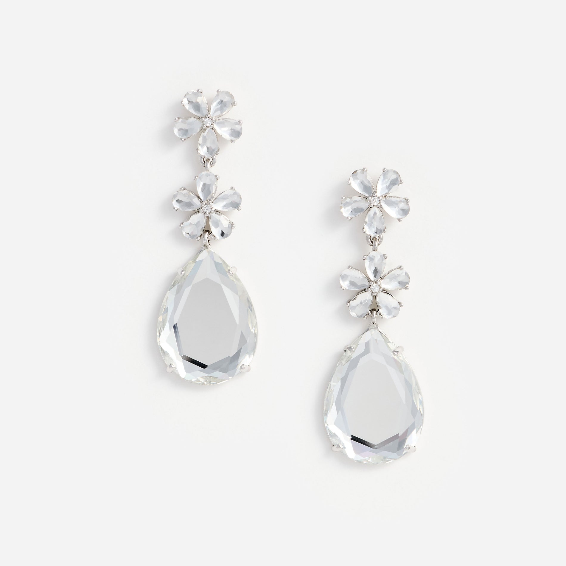 Crystal Flower Tiered Earrings