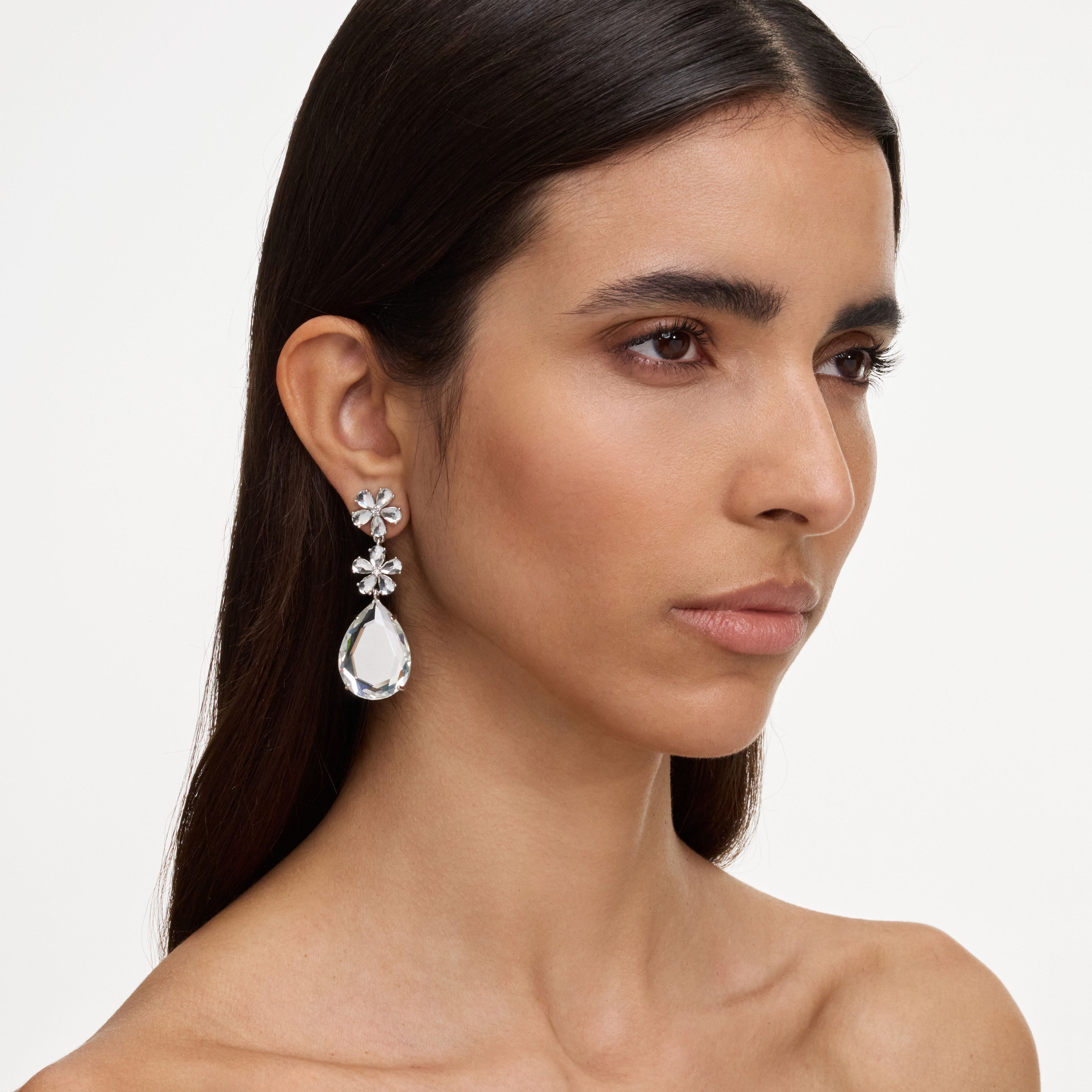 Crystal Flower Tiered Earrings