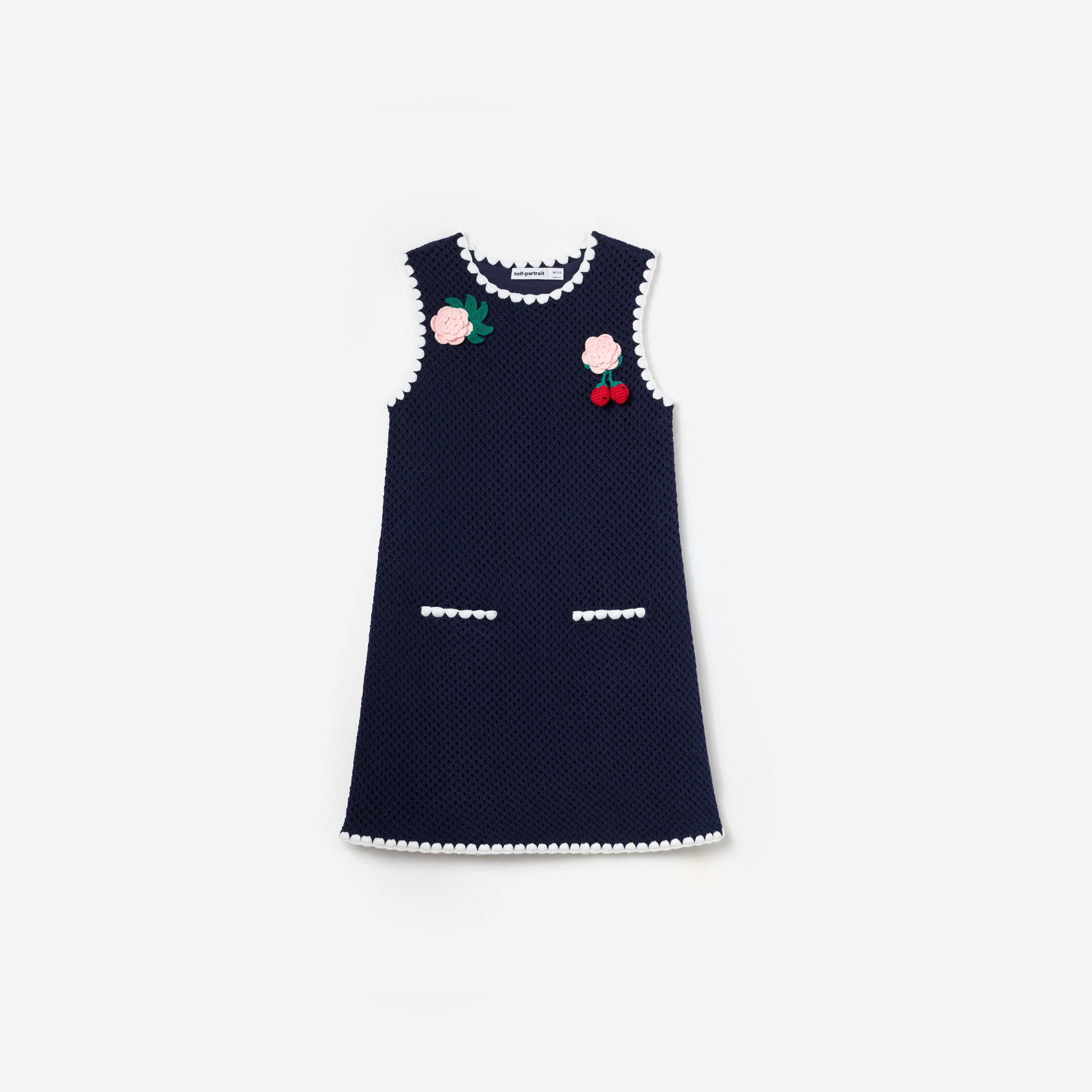 Navy Crochet Knitted Dress