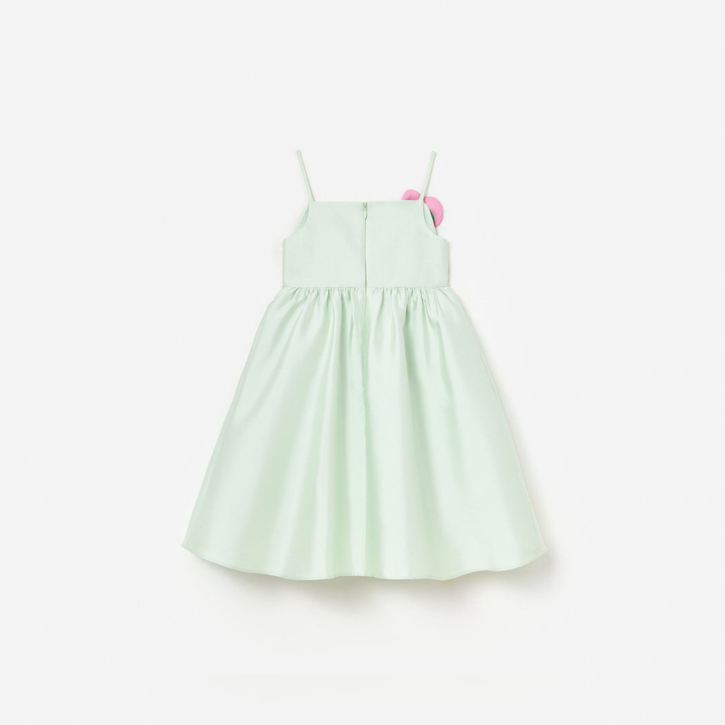 Mint Taffeta 3D Flower Dress