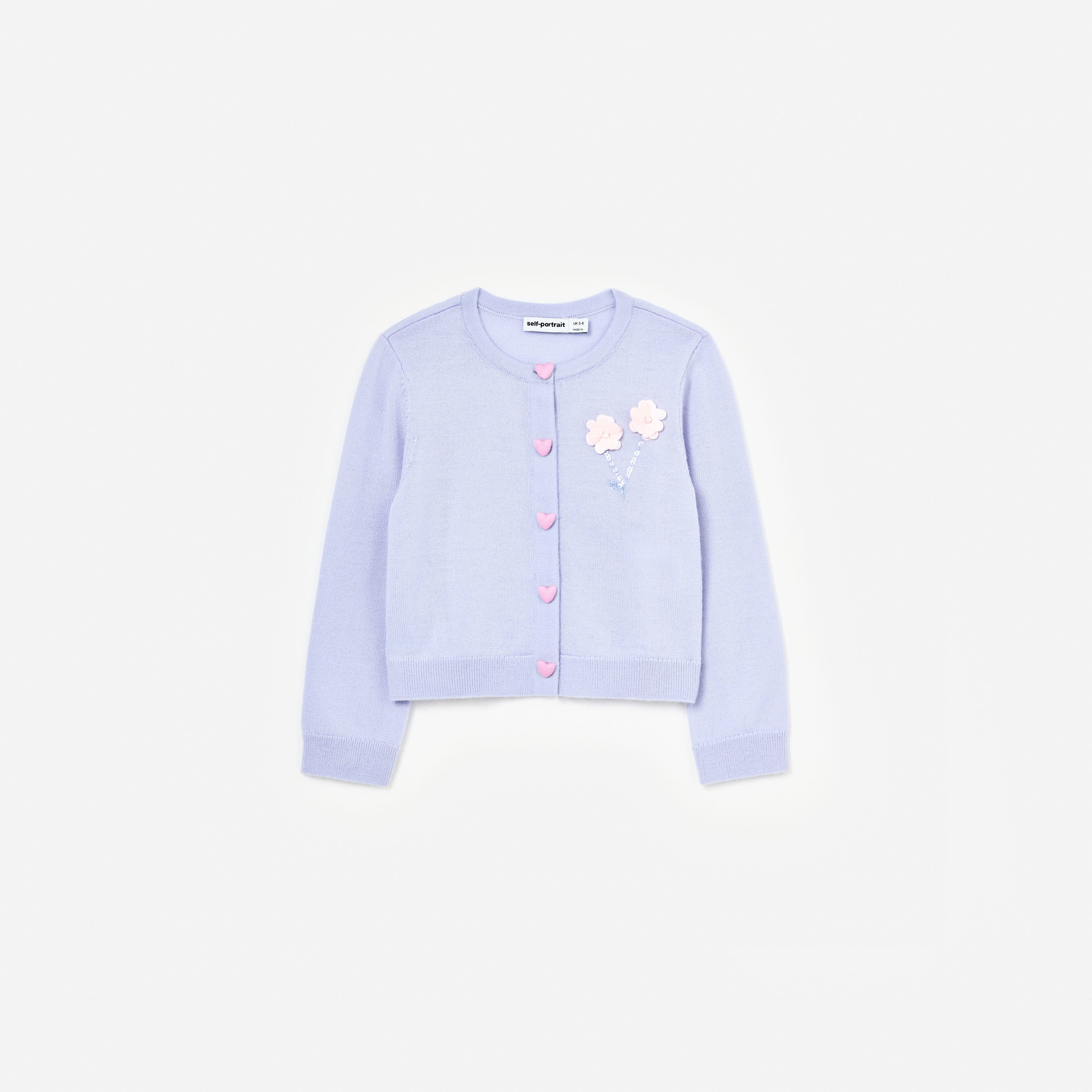 Lilac Sequin Flower Embroidered Knit Cardigan