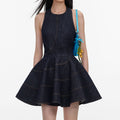 Indigo Denim Halterneck Mini Dress