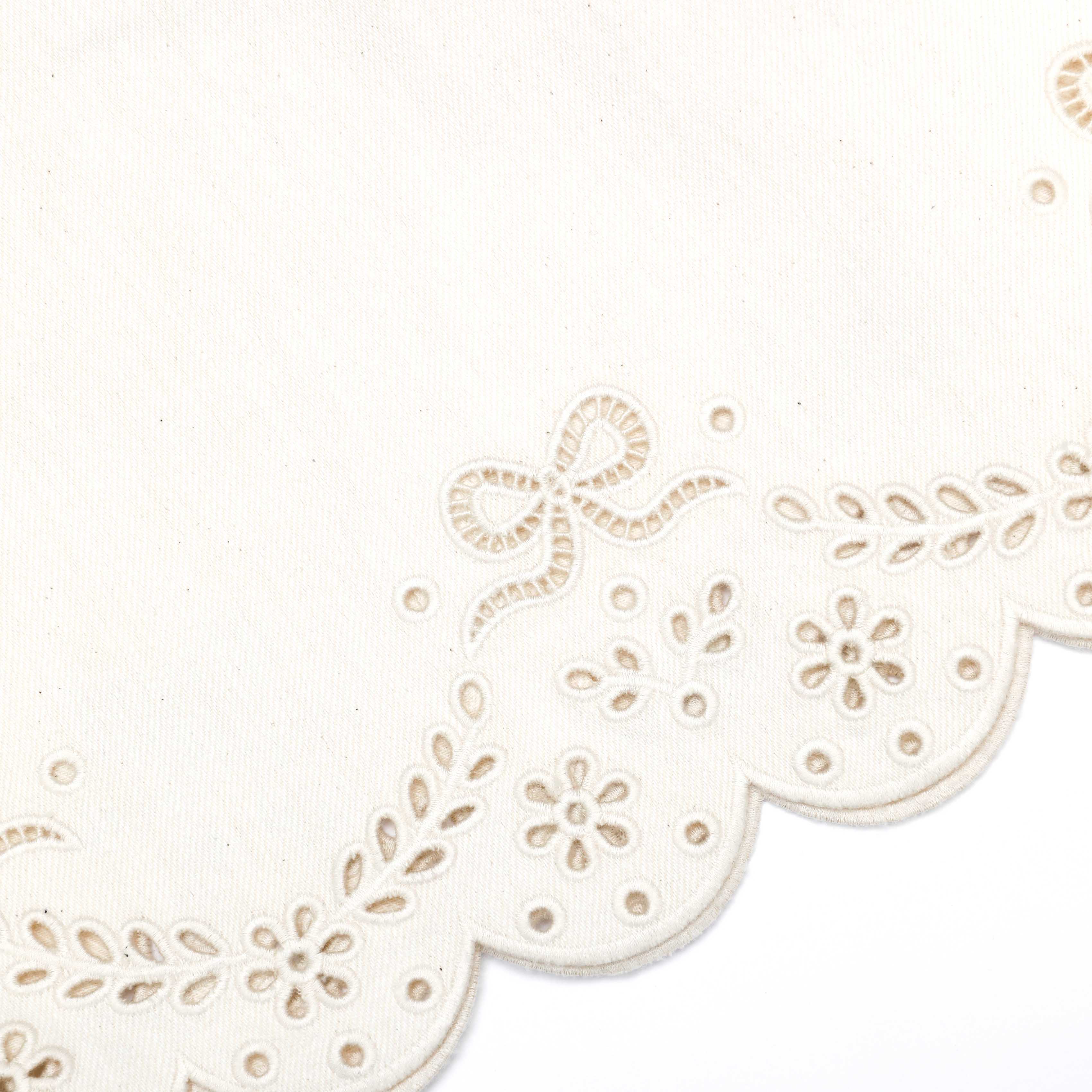 Cream Broderie Denim Top
