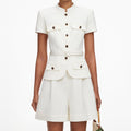Cream Linen Blend Peplum Playsuit