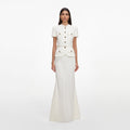 Cream Linen Blend Peplum Maxi Dress