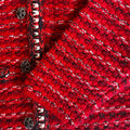 Red Melange Button Knit Cardigan