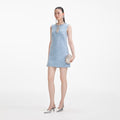 Blue Sequin Boucle Mini Dress