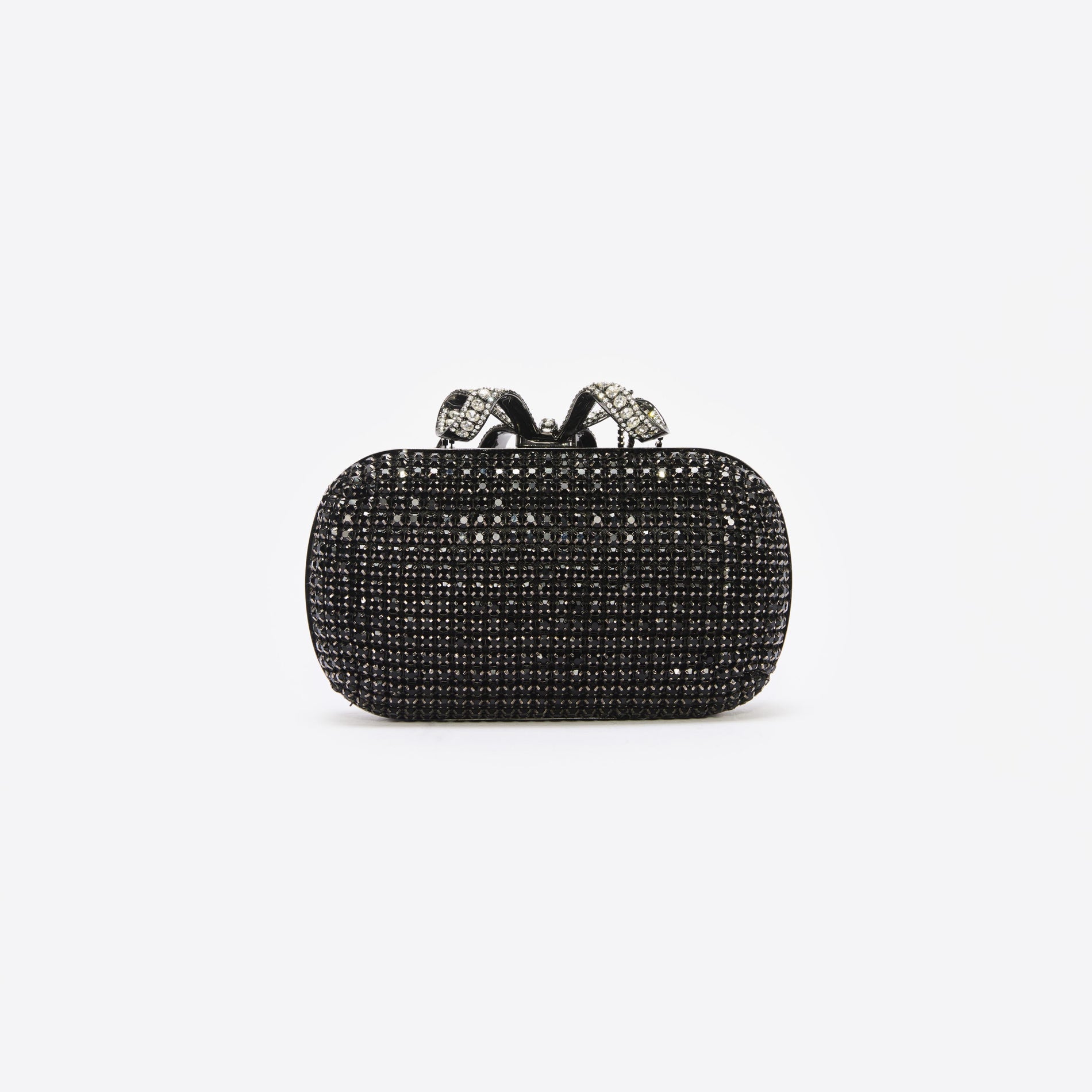 Back view of a woman wearing the Black Chainmail Clutch Bag