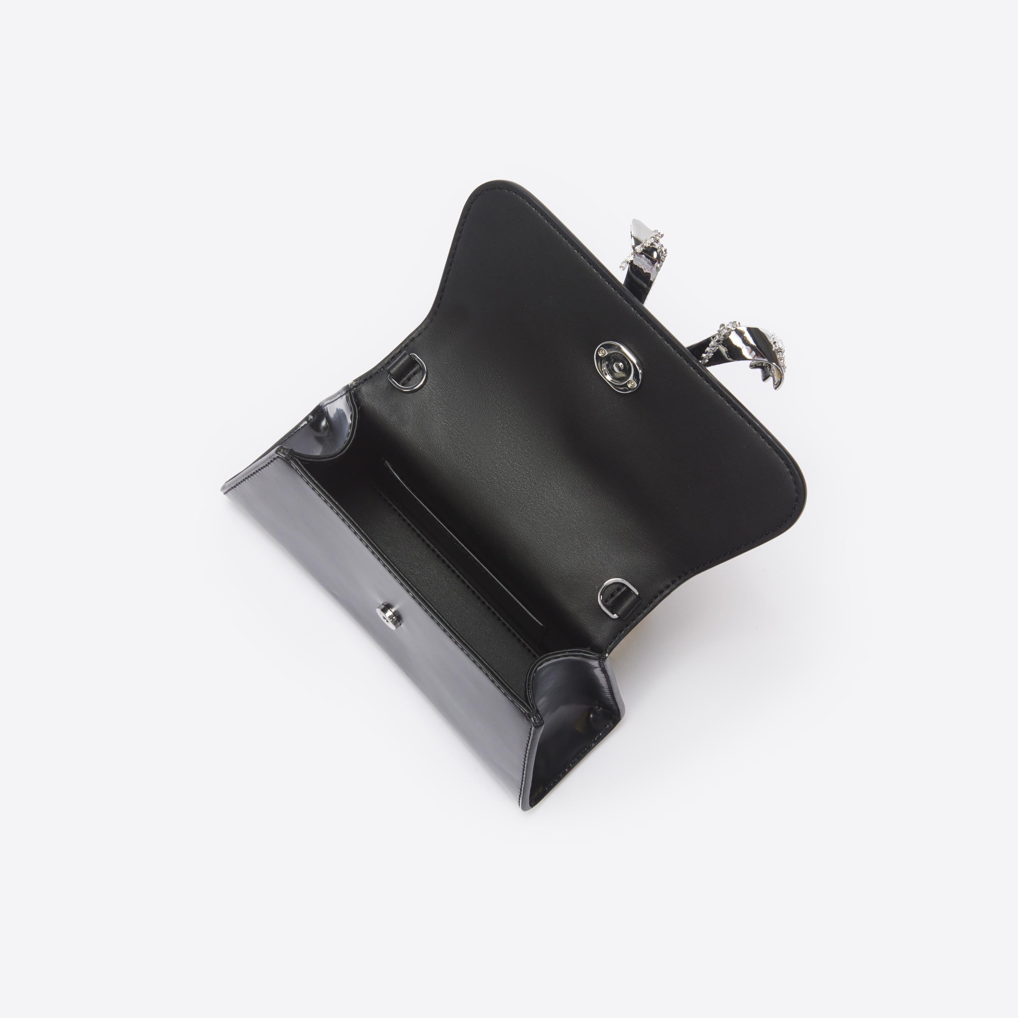 Black Leather Mini Bow Bag