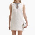 Cream Sequin Boucle Mini Dress