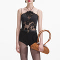 Black Lace Halterneck Top
