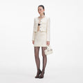 Cream Boucle Pearl Trim Jacket