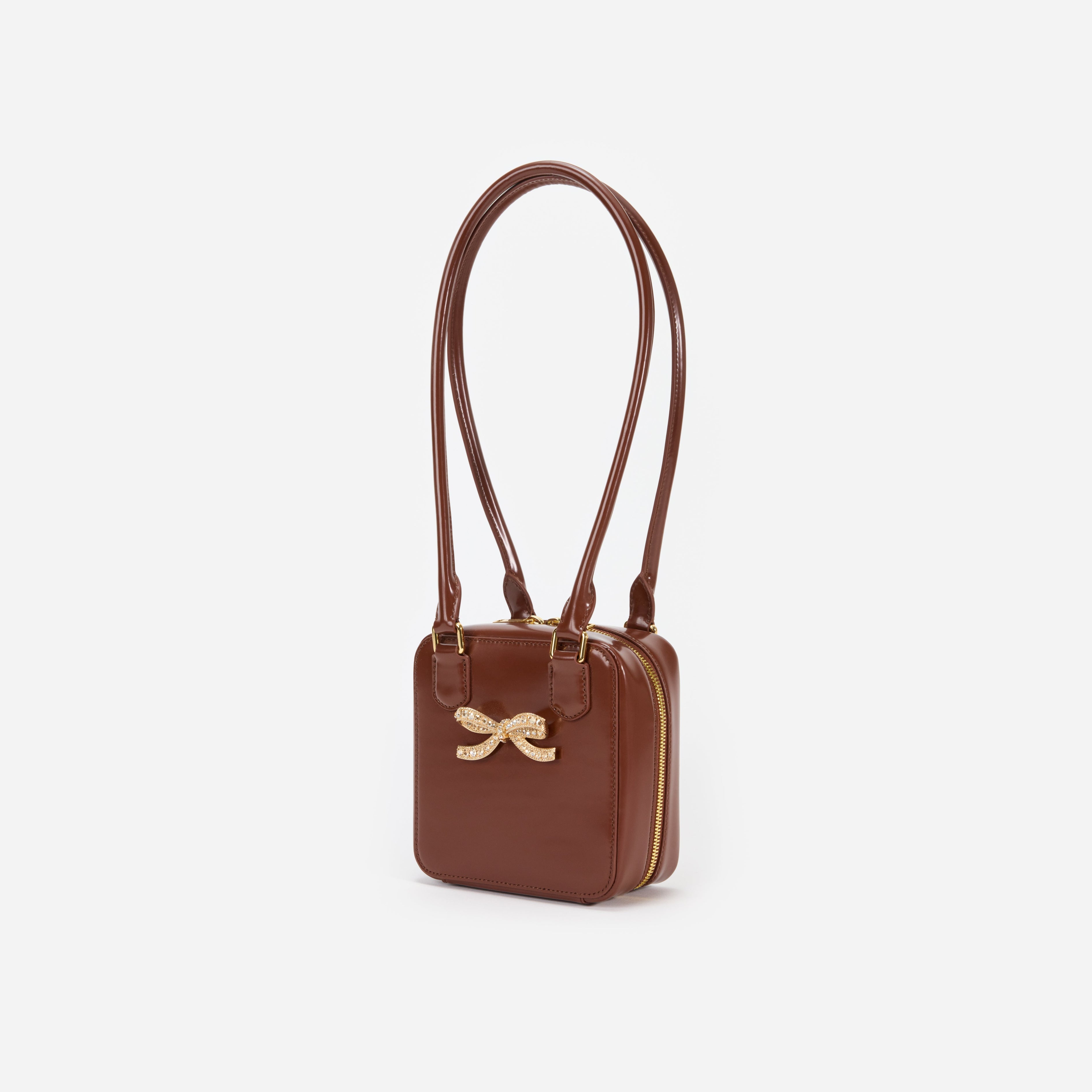 Brown Leather Square Shoulder Bag