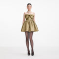 Gold Metallic Jacquard Mini Dress