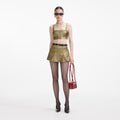 Gold Metallic Jacquard Skort